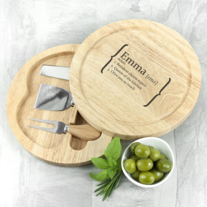 Personalised Cheese Serving Set – Engraved with Name & 3 Definitions
