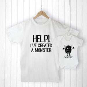 Gifts From Baby To Dad - Personalised Little Monster Daddy and Baby Set