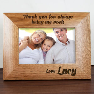 Personalised Photo Frames - My Dad is My Rock Oak Photo Frame