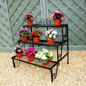 3 Tier Plant Stand - Antique Finish Three Tiered Plant Pot Stand
