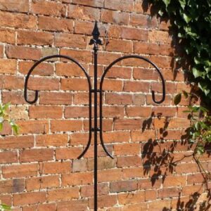Bird Feeder Pole - Solid Steel Antique Finish Double Crook Pole