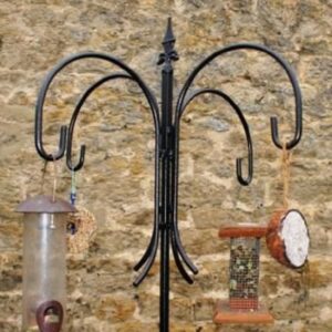 Bird Feeder Station - Solid Steel Antique Finish 4 Way Bird Station
