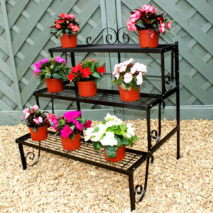 Three Tier Plant Stand - Antique Finish Three Tiered Plant Pot Stand