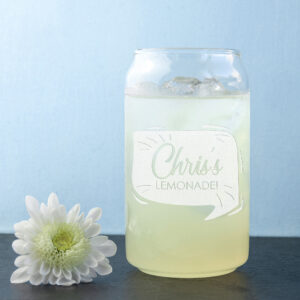 Hand etched personalised lemonade glass.