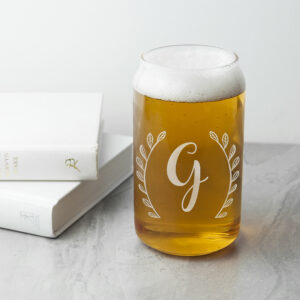 Personalised Leaf Frame Beer Can Glass