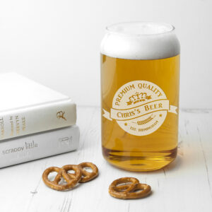Personalised Beer Glass - Hand Etched Beer Can Glass