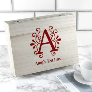 Wooden Tea Box Personalised for You - Red