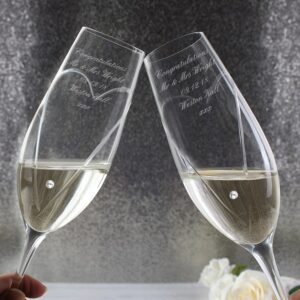 Personalised Diamante Champagne Flutes Wedding Gifts