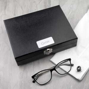Cufflink Box - Elegant 12 Compartment Engraved Gift for Men