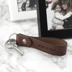 Contemporary Personalised Leather Keyring Gift