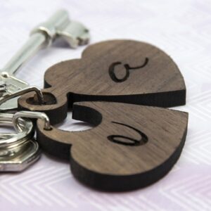 Two Hearts Jigsaw Wooden Couple Keyrings