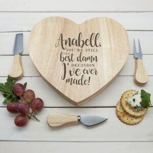 Valentines Gift Ideas For Her - Personalised Wooden Cheese Board