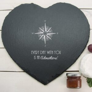 Romantic Compass Heart Slate Cheese Board