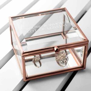 Rose Gold Glass Trinket Box Personalised