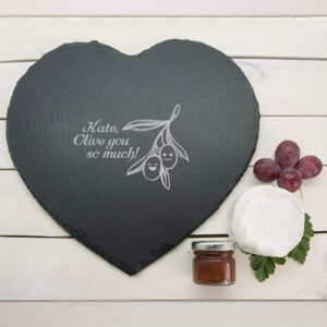Slate Cheese Board - Romantic Heart Shaped Engraved Slate