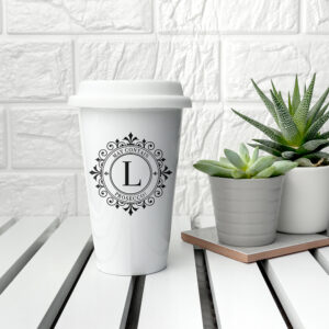 Personalised Eco Cup - Ceramic Travel Mug Beautifully Monogrammed