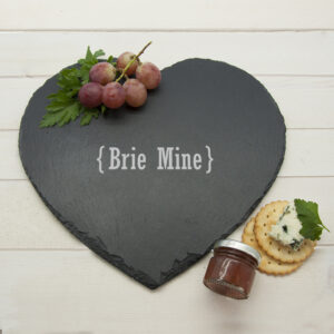 Cheese Board Personalised - Romantic Heart Shaped Engraved Slate