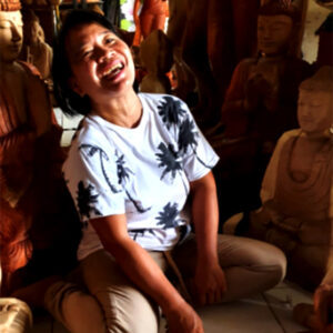 Traditional Balinese Craftswoman - Hand Carved Buddha Sculptures