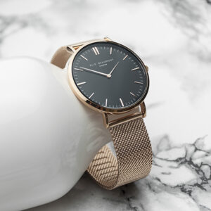 Elie Beaumont Personalised Rose Gold and Black Dial Watch