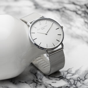 Personalised Ladies Silver Metallic Mesh Watch by Elie Beaumont