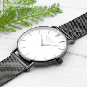 Personalised Mens Gunmetal & White Mr. Beaumont Watch