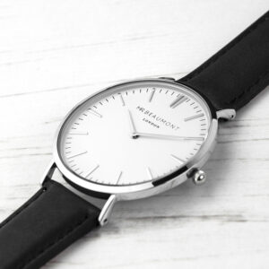 Personalised Mens Leather Watch Mr Beaumont Modern-Vintage Design