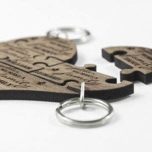 Solid Walnut Wood Personalised Family Keyring