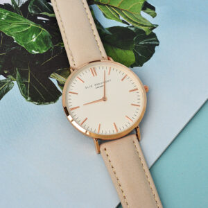 Vintage Leather Watch | Elie Beaumont Personalised Stone & Rose Gold