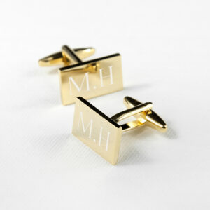 Engraved Rectangle Gold Plated Cufflinks