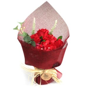 Bouquets Of Soap Flowers - Luxurious Scarlet Roses & Carnation Flowers
