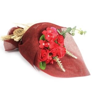 Bouquets Of Soap Flowers - Luxurious Scarlet Roses & Various Flowers