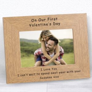 On Our First Valentines Day Landscape Wooden Frame