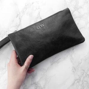 Monogrammed Womens Clutch Bag - Silver Initials