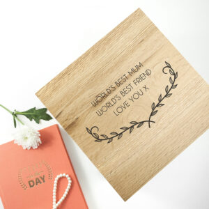 Mothers Photo Box - Engraved Large Oak Photo Cube