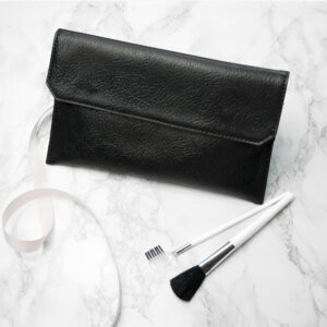 Soft Black Leather Personalised Ladies Clutch Bag