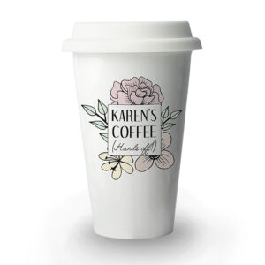 Ceramic Travel Mug | Hands Off Eco Travel Cup Brilliantly Personalised