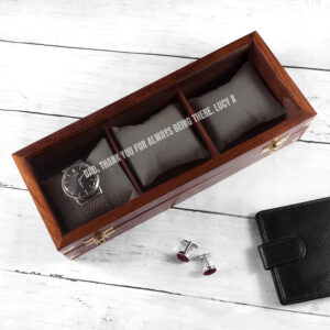 Father Watch Box - Personalised Wooden Box with Soft Watch Cushions