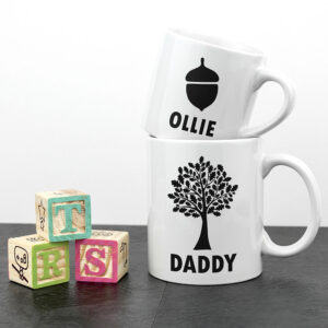Personalised Daddy and Me Mugs - Tree and Acorn