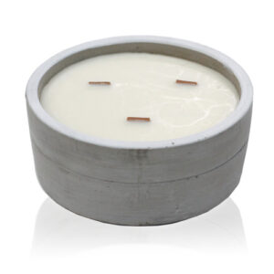 Dark Amber Candle - Large Concrete Wooden Wick Round Candle