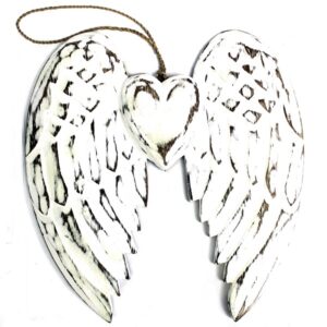 Distressed Wooden Angel Wings - 24cm