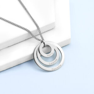 Personalised Mother Necklace - Rings Of Love Engraved Loops Silver