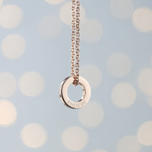 Personalised Ring Necklaces - Mini Ring Rose Gold Sans Serif Font