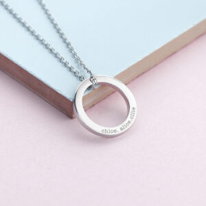 Serif Font Silver Personalised Ring Necklace