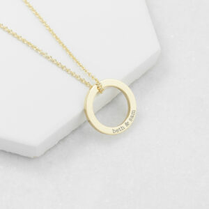 Serif Personalised Ring Necklace - Gold Engraved