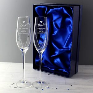 Couples Champagne Flutes | Personalised Diamante Hand Cut