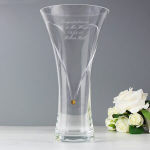 Large Personalised Hand Cut Vase - Golden