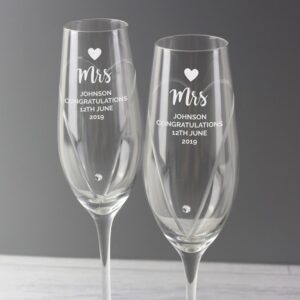 Mrs and Mrs Champagne Flutes - Personalised