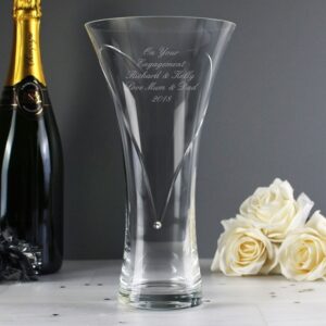 Personalised Vase - Hand Cut Diamante Engagement Gift