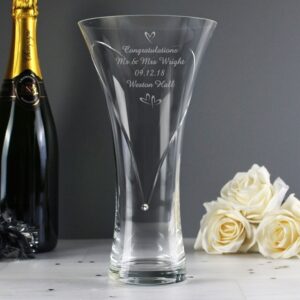 Personalised Diamante Vases | Hand Cut Little Hearts Vase