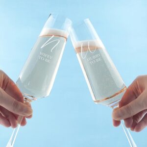 Wedding Party Champagne Flute - Personalised Wifey and Hubby